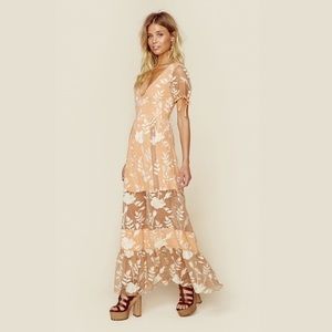 For Love and Lemons Mia Peach Maxi Dress NEW